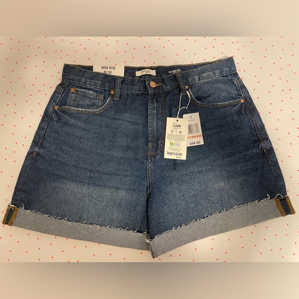 Kensie Women’s High Rise Jean Shorts.